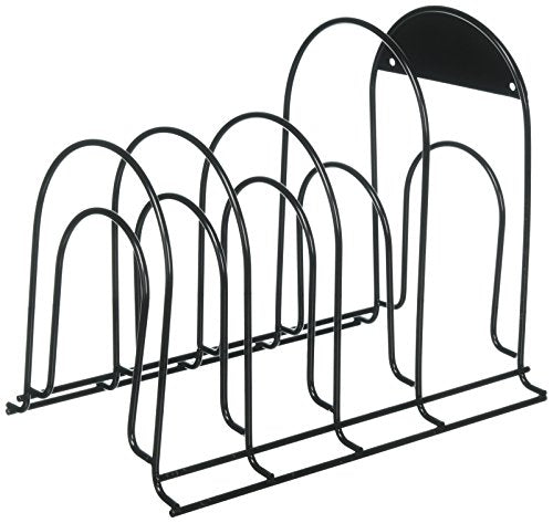 SKEMIX Heavy Duty Pot & Pan Organizer Rack Holder - Best for Kitchen and Cabinet Storage of Pots Pans Lids - Great for Cast Iron - No Assembly Required - Black