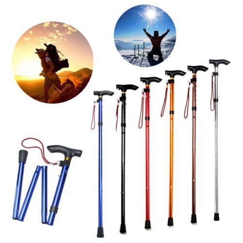 COLIBROX Folding Handle Cane Adjustable Retractable Aluminum Stick Hiking Walking Travel