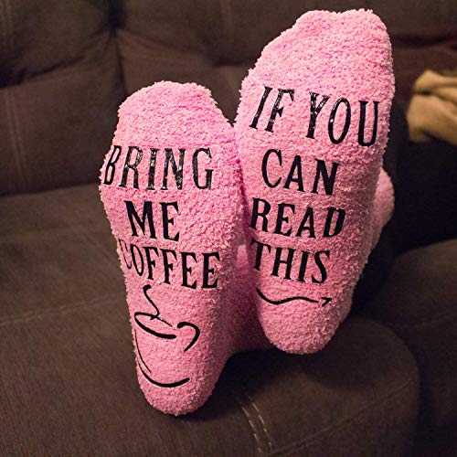 Toysdone Gift Coffee Socks"If You Can Read This - Bring Me Coffee" Funny Novelty Luxury Socks - Coffee Lovers Gifts for Women Under 25 Dollars (Pink)