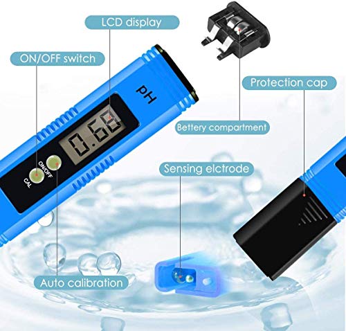 SKEMIX Meter, Meter 0.01 PH High Accuracy Water Quality Tester with 0-14 PH Measurement Range for Household Drinking, Pool and Aquarium Water PH Tester Design with ATC