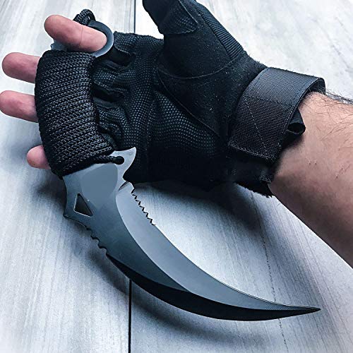 KCHEX 10" Tactical Combat KARAMBIT Knife Survival Hunting Bowie Fixed Blade