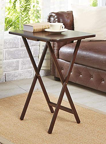 COLIBROX Set of 2 Folding TV Tray Table Living Room Home Office Accent Furniture Display Decoration Sturdy Organizer Coffee Side End Sofa Table Walnut