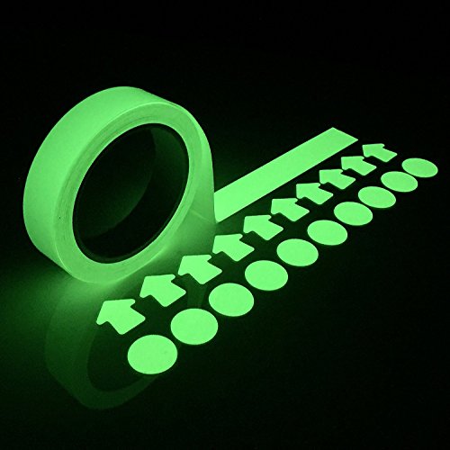 COLIBROX Glow in the Dark Tape - Luminous Stickers 30 Feet x 1 Inch Waterproof Masking, Gaffer and Emergency Use Tape | Glow-in-the-Dark Duck Tape has a Very Bright Photo-luminescent Glow