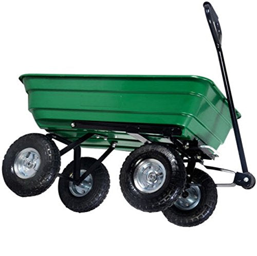 COLIBROX 650LB Green Garden Cart Dump Wagon Trailer Lawn Wheels Rolling Storage Wagon Carrier Barrow Air Tires Heavy Duty