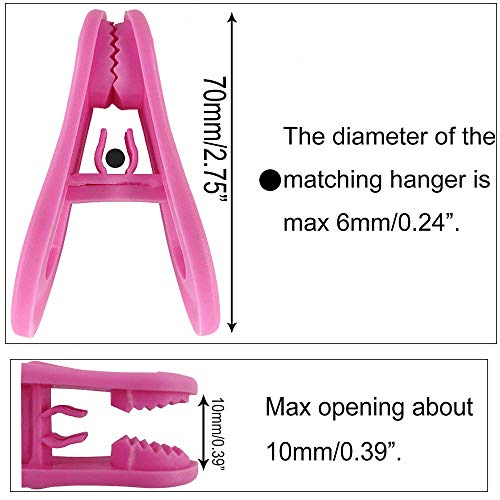 Toysdone Hanger Clips 30 Pack, Multi-Purpose Hanger Clips for Hangers, Hot Pink Finger Clips for Plastic Clothes Hangers, Pants Hangers Clips