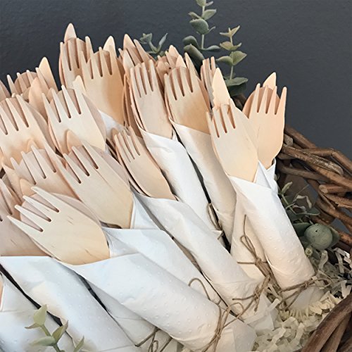 COLIBROX Premium Wooden Disposable Cutlery 300 pc Set | 100 Forks, 100 Spoons, 100 Knives | Eco Friendly, Biodegradable & Compostable Cutlery | 100% Smooth Birch Wood | Best Alternative to Plastic Utensils