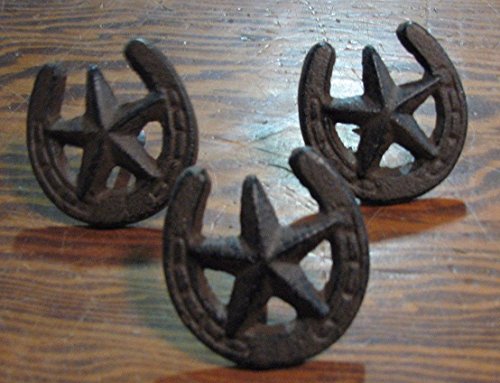 KCHEX 12 Antique Style Horseshoe STAR Drawer Pull, Barn Handle, Door Handles WESTERN by OutletBestSelling