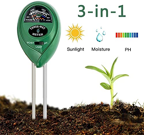 KCHEX Enviroment Soil Meter, 3-in-1 Soil Test Kit Moisture Sensor Meter Light with Garden Indoor or Outdoor Various Plants Care-No Battery Needed