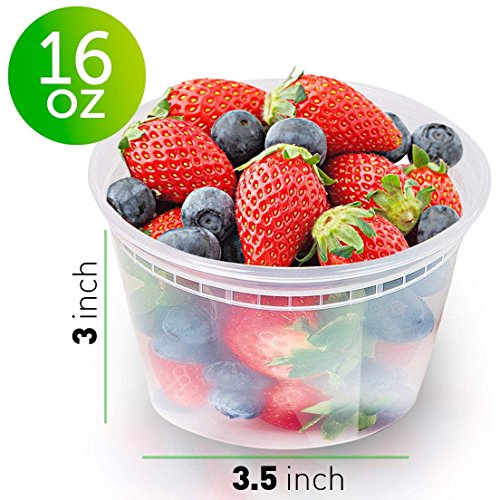 50pk 16oz Small Plastic Containers with Lids - Freezer Containers Deli Containers with Lids - Plastic Food Storage Containers with lids Plastic Food Containers with Lids Plastic Container