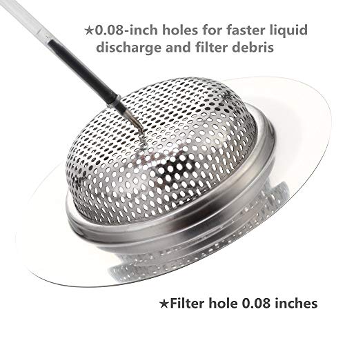 COLIBYOU 2 Pack Kitchen Sink Strainer, 4.5” Diameter, Faster Draining 2mm Filter Holes, Durable Long Lasting Anti-Clogging Stainless Steel Mesh Basket, Wide Rim Perfect for Most Sink Drains, Dishwasher Safe