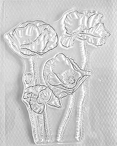 COLIBROX 6pcs/Lot Dandelion Lavender Poppies Daisy Flowers Leaves Stamp Rubber Clear Stamp/Seal Scrapbook/Photo Album Decorative Card Making Clear Stamps