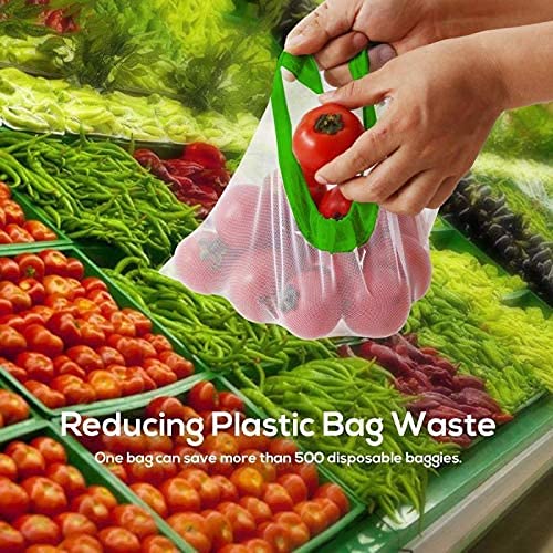 12Pcs Reusable Mesh Produce Bags, Washable Premium Through Lightweight Mesh Bags, Eco Friendly Toy Fruit Vegetable Produce Bags with Drawstrings for Home Shopping Grocery Storage - 3 Various Sizes