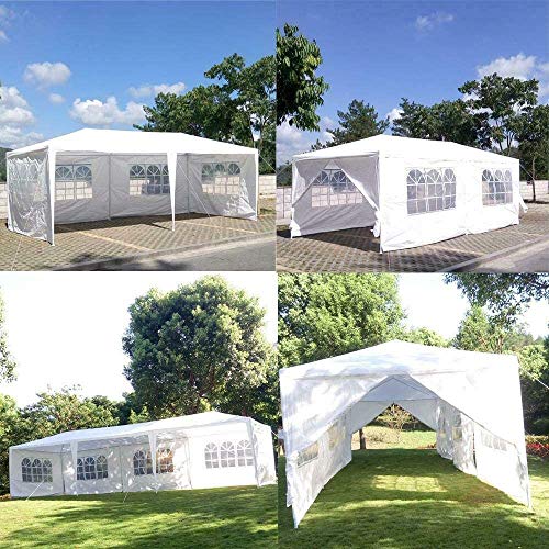 COLIBYOU Heavy Duty Canopy Event Tent-10'x30' Outdoor White Gazebo Party Wedding Tent, Sturdy Steel Frame Shelter w/8 Removable Sidewalls Waterproof Sun Snow Rain Shelter Tent (10' x 30' with 8 sidewalls)