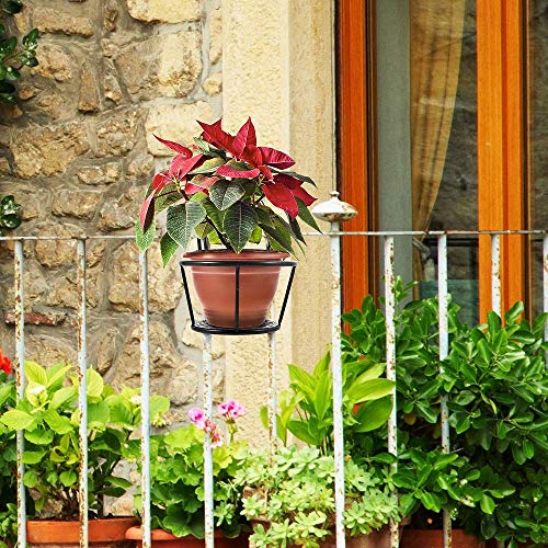 Toysdone Iron Art Hanging Baskets Flower Pot Holder Hanger 3 Pack - Great for Patio Balcony Porch or Fence Planters Assemble