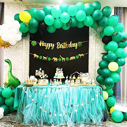 Jungle Animal Happy Birthday Banner and Cake Topper for Safari Wild Themed Birthday Party Decorations