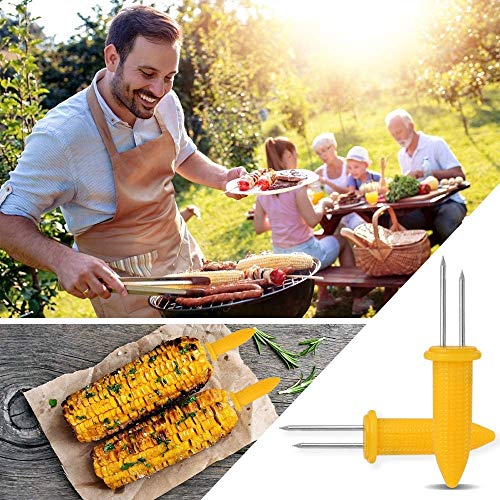 ESKONI (12 Pack Corn on The Cob Holders Skewers Corn Holders for Corn On The Cob Corn On Cob ORN Skewers Corn Holders Set Cute Corn Holders Fork Holder with Silicon Soft Handle for Home Cooking