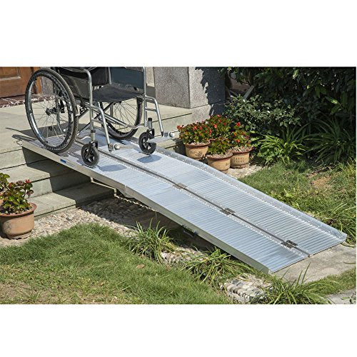 KCHEX 8' Aluminum Wheelchair Ramp Fold Handicap Scooter Ramp Portable Mobility