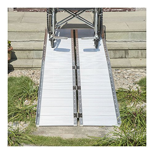 KCHEX 8' Aluminum Wheelchair Ramp Fold Handicap Scooter Ramp Portable Mobility