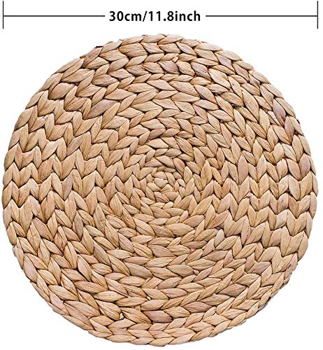 SKEMIX Water Hyacinth Placemats, 11.8 Round Mat Weave Charger Plates