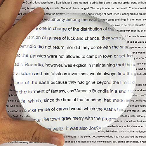 KCHEX Large 4'' Paperweight Dome Magnifier-Crystal Acrylic Magnifying Paperweight-Half Ball Magnifying Optical Globe for Blueprints, Maps, Newspapers, Decorative(98mm)