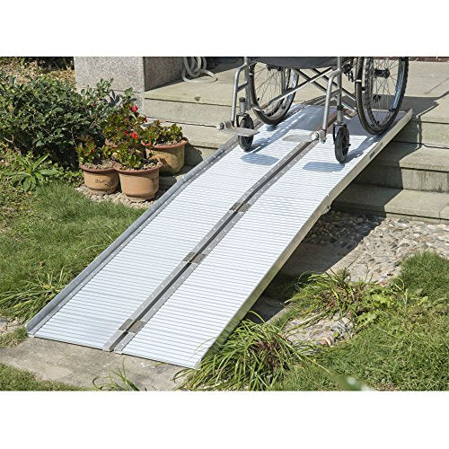 KCHEX 8' Aluminum Wheelchair Ramp Fold Handicap Scooter Ramp Portable Mobility