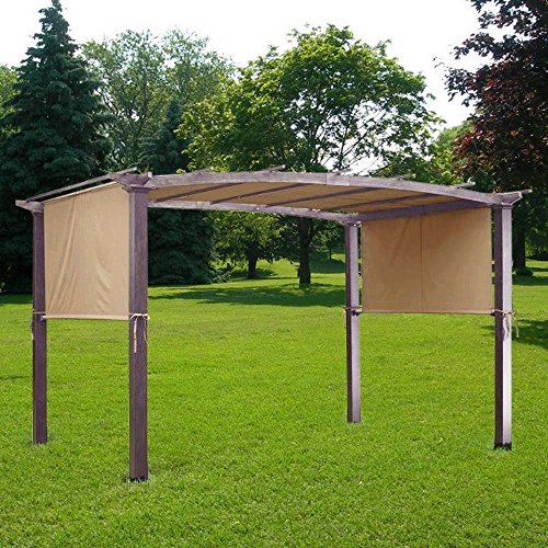 KCHEX 17x6.5 Ft Pergola Universal Canopy Replacement Structure Shade Cover Tan Waterproof Polyester w/ 6 Grommets & 4 Straps for Durable Outdoor Garden Protective UV Blocking