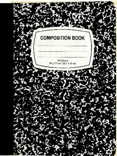 KCHEX Composition Book Wide-Ruled Notebook with 100 Sheets, Black Marble